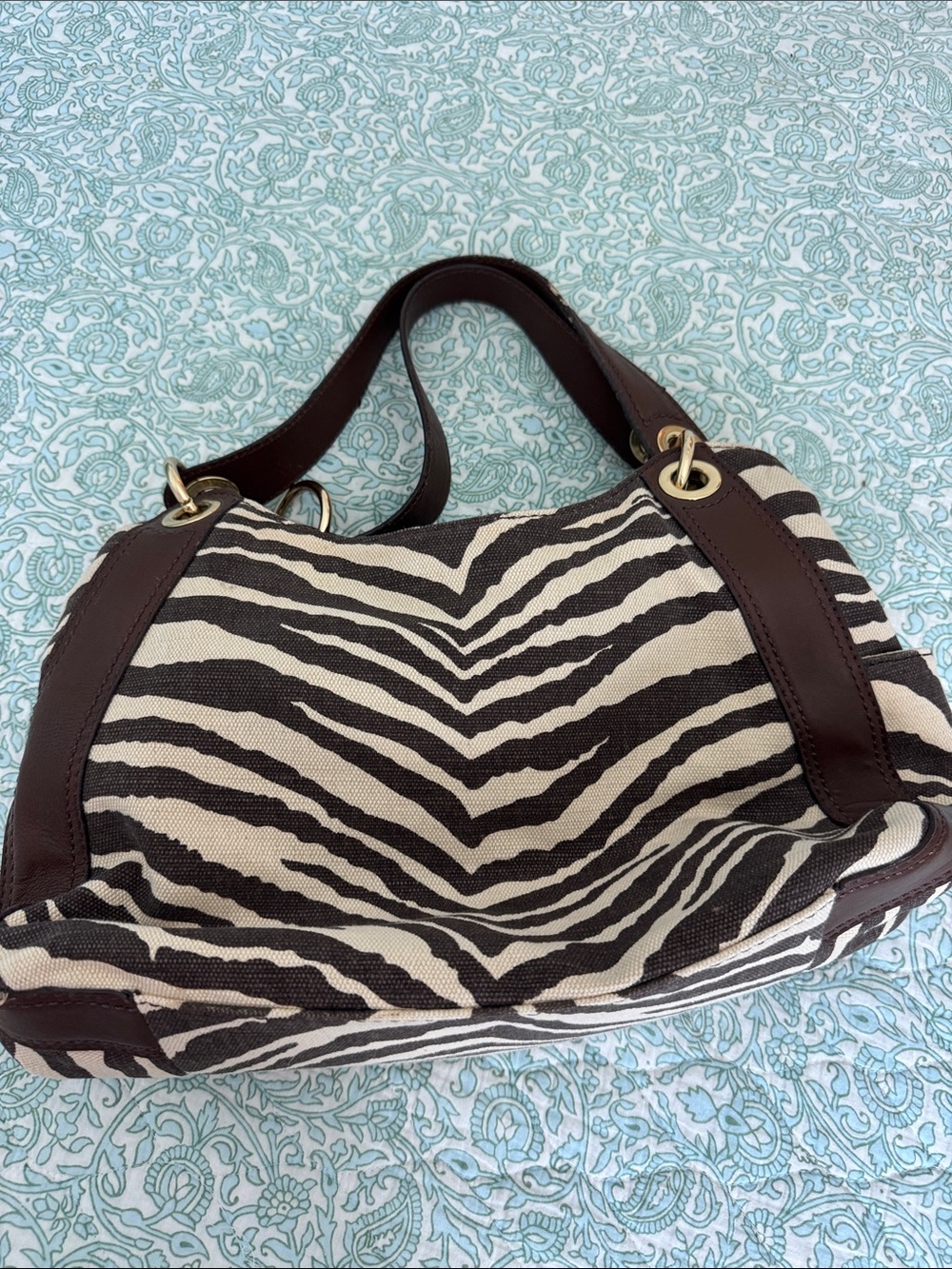 Vintage RARE Michael Kors Brown Zebra Tiger Print Ludlow Bag Purse hobo tote Y2K - Picture 6 of 17